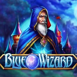 Blue Wizard online game logo by Quickspin on gambloriaacasino.com
